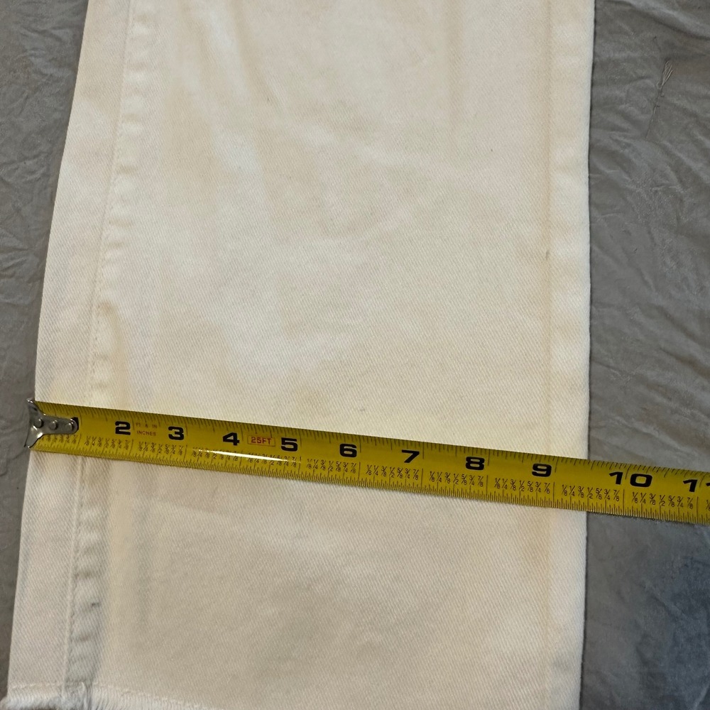Womens White High Waisted Wide Leg Distressed Raw Hem Jeans size 6 - Picture 5 of 8